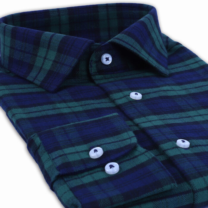 Green Flannel Brushed Check Yarn Dyed Shirt