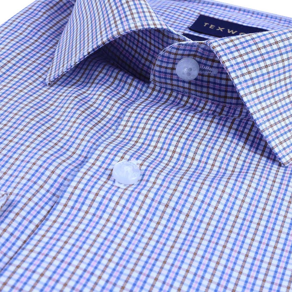 Blue Fine Twill Checks Yarn Dyed Shirt – Texworks