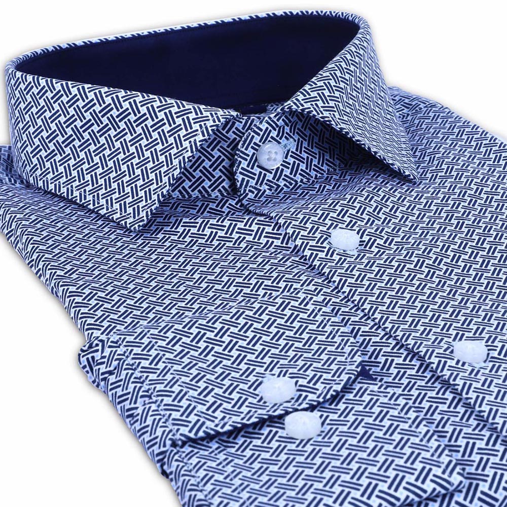Blue Geometric Printed Shirt, Buy Branded Printed Shirt for Men Online