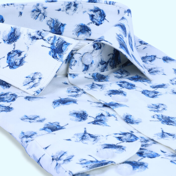 Blue Floral Printed Shirt