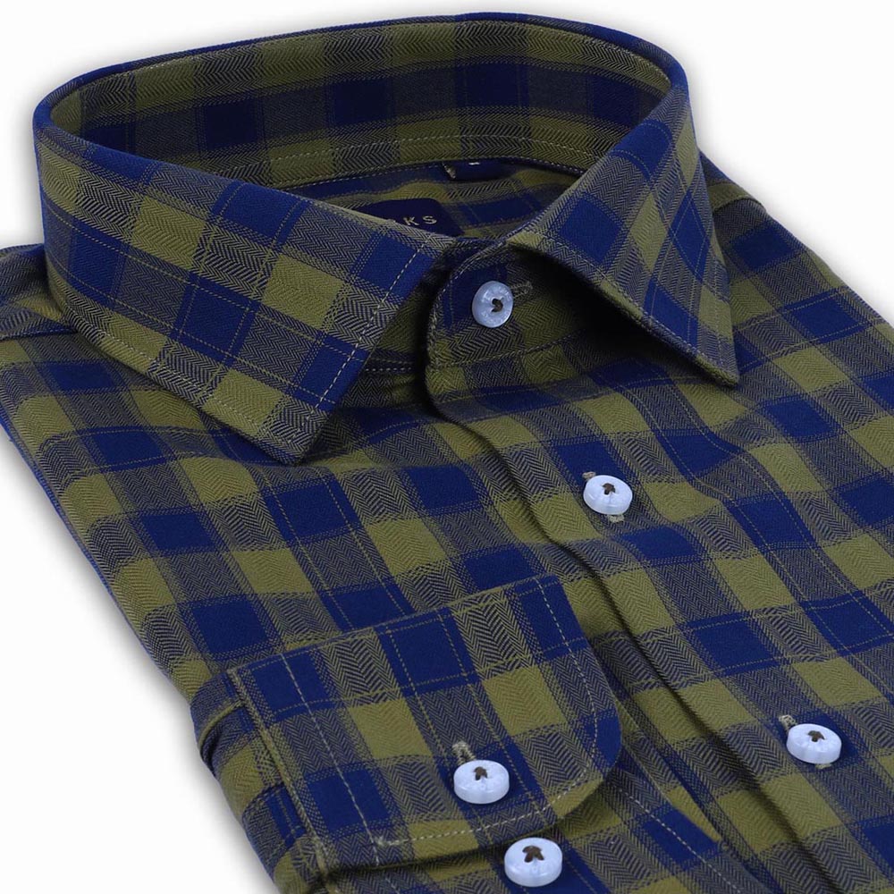 Olive Green Bold Twill Checks, Buy Casual Shirts for Men at Best Price