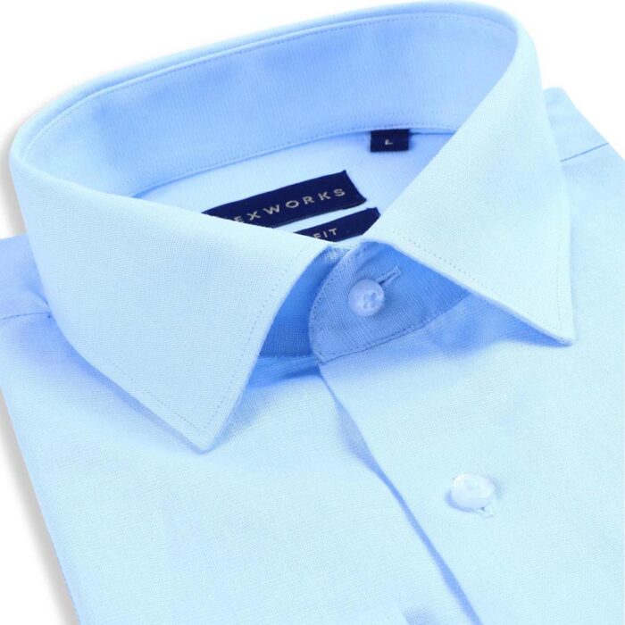 Light Blue Cotton Linen Solid Plain Shirt
