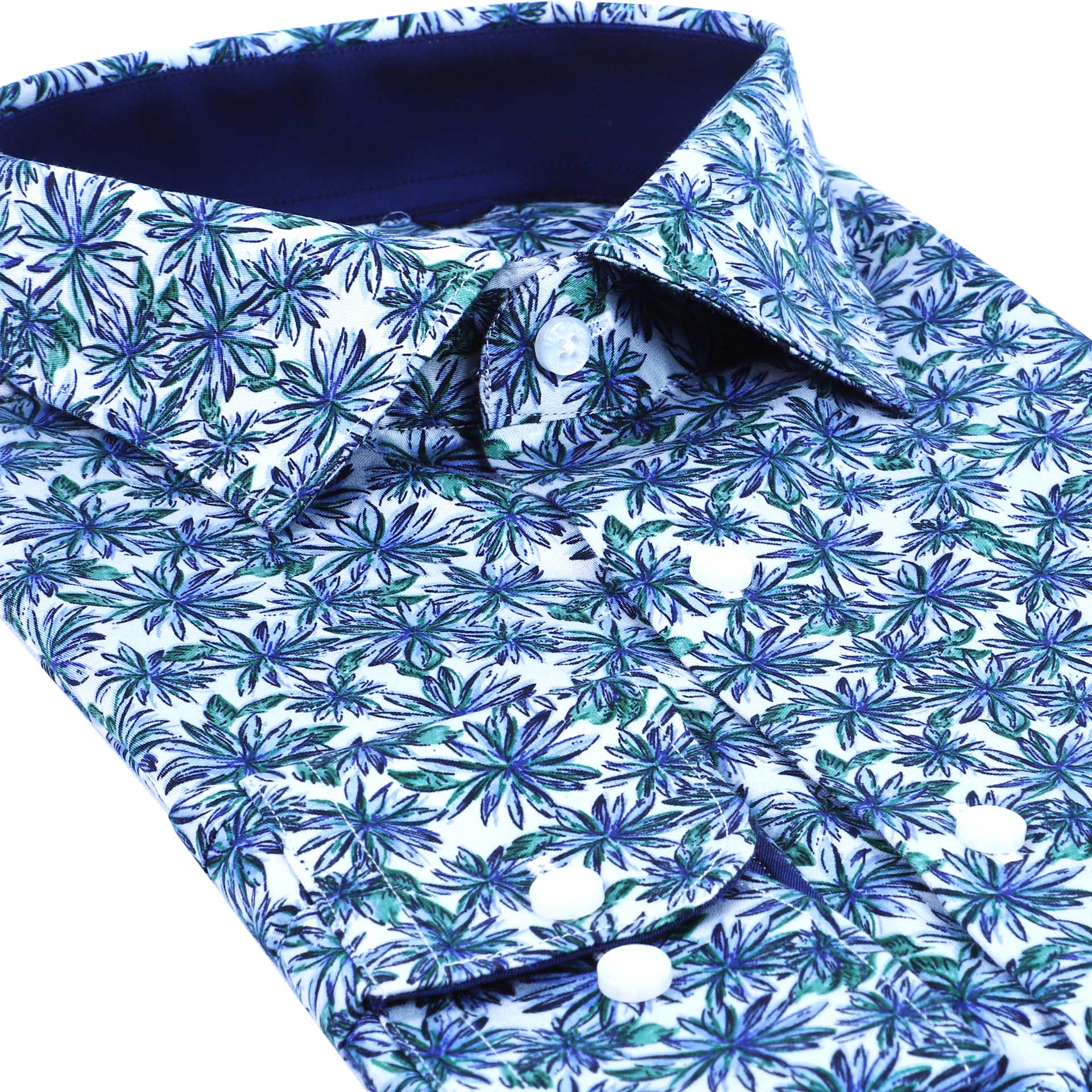 Green Floral Printed Shirt, Buy Regular Branded Cotton Shirts for Mens