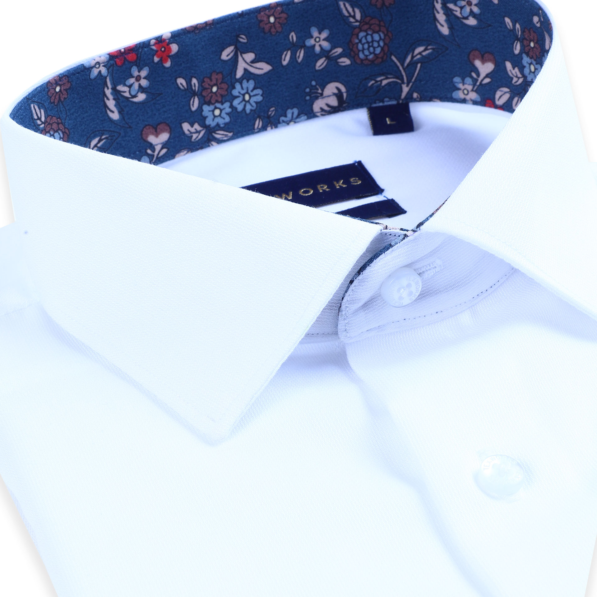 White Cotton Dobby Solid Plain Shirt for Men in Affordable Price at Online